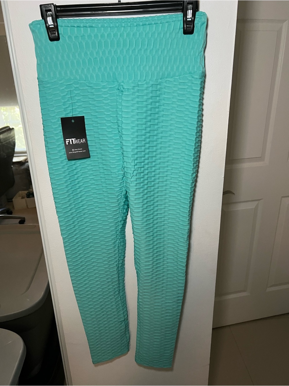 Women's Textured High-Waist Leggings - Aqua